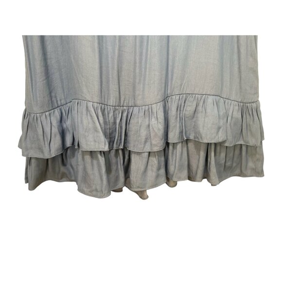 Mulla Fringe Tunic Dress Womens Large Blue Tassel Scoopback Tiered Hem Bohemian - Picture 11 of 14